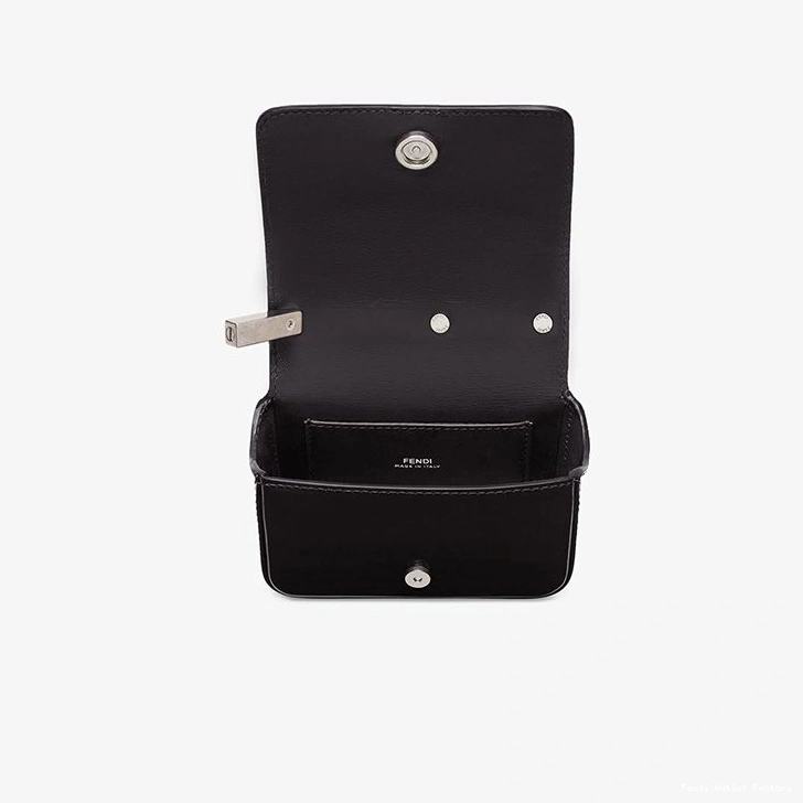 Vintage HOT Black Fendi Calf Bag In F Leather Nano 0719